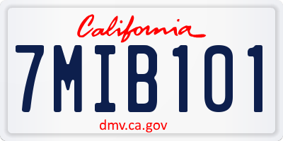 CA license plate 7MIB101