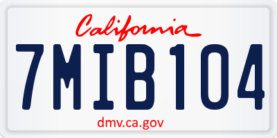 CA license plate 7MIB104