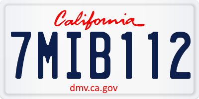 CA license plate 7MIB112