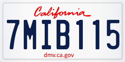 CA license plate 7MIB115