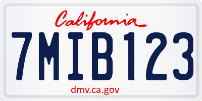 CA license plate 7MIB123