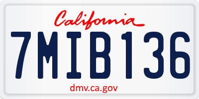 CA license plate 7MIB136