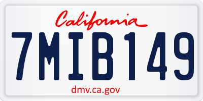 CA license plate 7MIB149