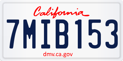 CA license plate 7MIB153