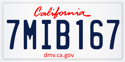 CA license plate 7MIB167