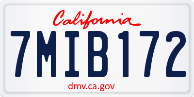 CA license plate 7MIB172