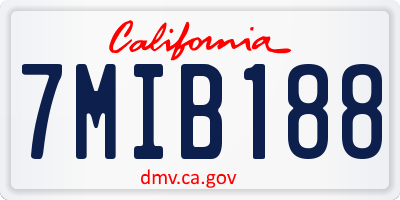 CA license plate 7MIB188