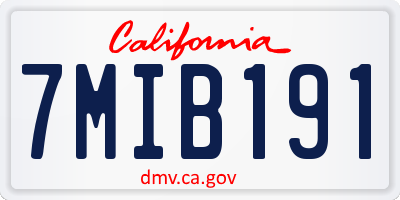 CA license plate 7MIB191