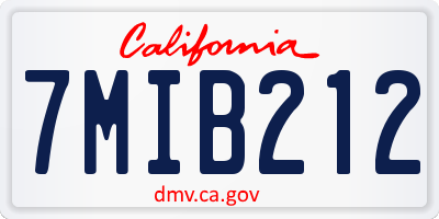 CA license plate 7MIB212