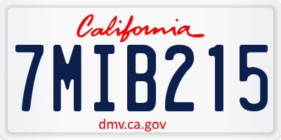 CA license plate 7MIB215
