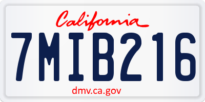 CA license plate 7MIB216