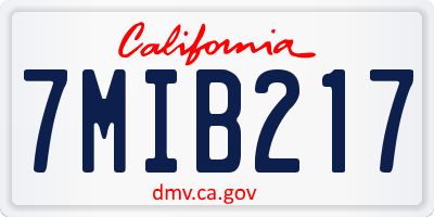 CA license plate 7MIB217