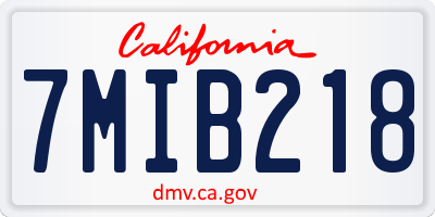 CA license plate 7MIB218
