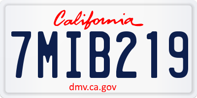 CA license plate 7MIB219