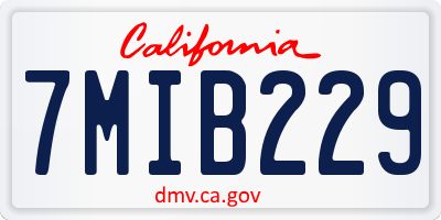 CA license plate 7MIB229