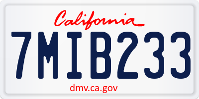 CA license plate 7MIB233