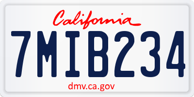 CA license plate 7MIB234