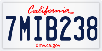 CA license plate 7MIB238