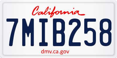 CA license plate 7MIB258