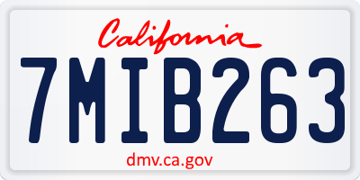 CA license plate 7MIB263