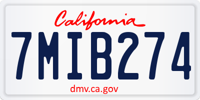 CA license plate 7MIB274