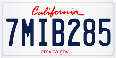 CA license plate 7MIB285