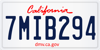 CA license plate 7MIB294