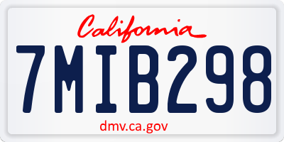 CA license plate 7MIB298