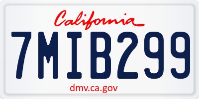 CA license plate 7MIB299
