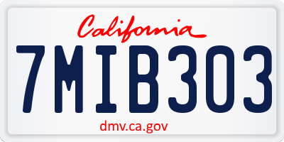 CA license plate 7MIB303