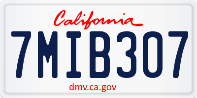 CA license plate 7MIB307