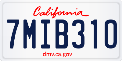 CA license plate 7MIB310