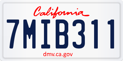 CA license plate 7MIB311