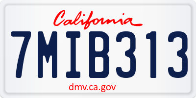 CA license plate 7MIB313
