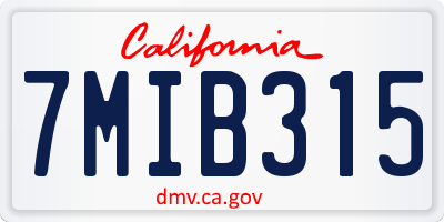 CA license plate 7MIB315