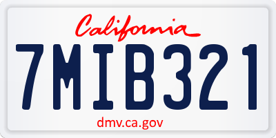 CA license plate 7MIB321