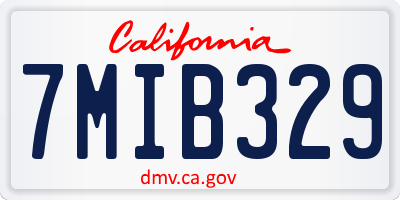 CA license plate 7MIB329