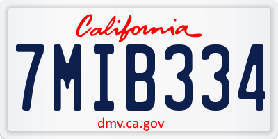 CA license plate 7MIB334