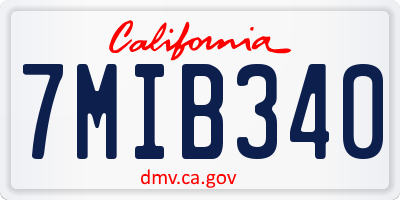 CA license plate 7MIB340