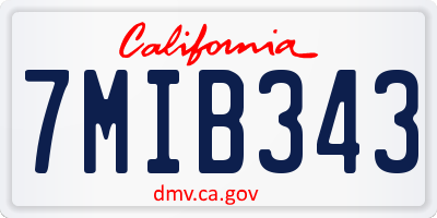 CA license plate 7MIB343