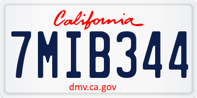 CA license plate 7MIB344