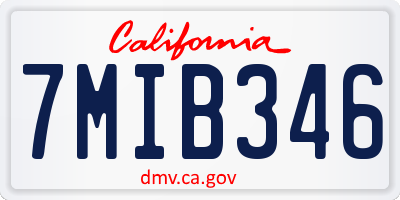 CA license plate 7MIB346