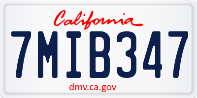 CA license plate 7MIB347
