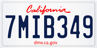 CA license plate 7MIB349