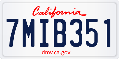 CA license plate 7MIB351