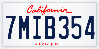 CA license plate 7MIB354