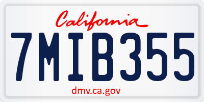 CA license plate 7MIB355