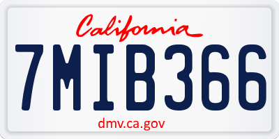 CA license plate 7MIB366