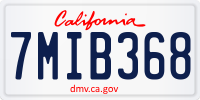 CA license plate 7MIB368