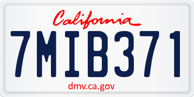 CA license plate 7MIB371